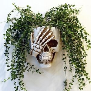 Skull Planter with Greenery